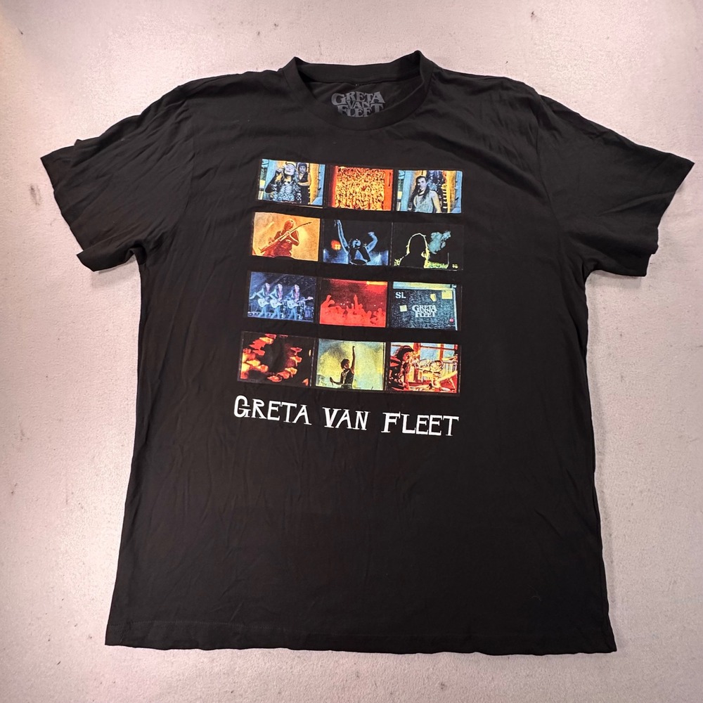 Greta Van Fleet Band T-Shirt Mens XL Black Graphic Live Photo Grid Rock Tee